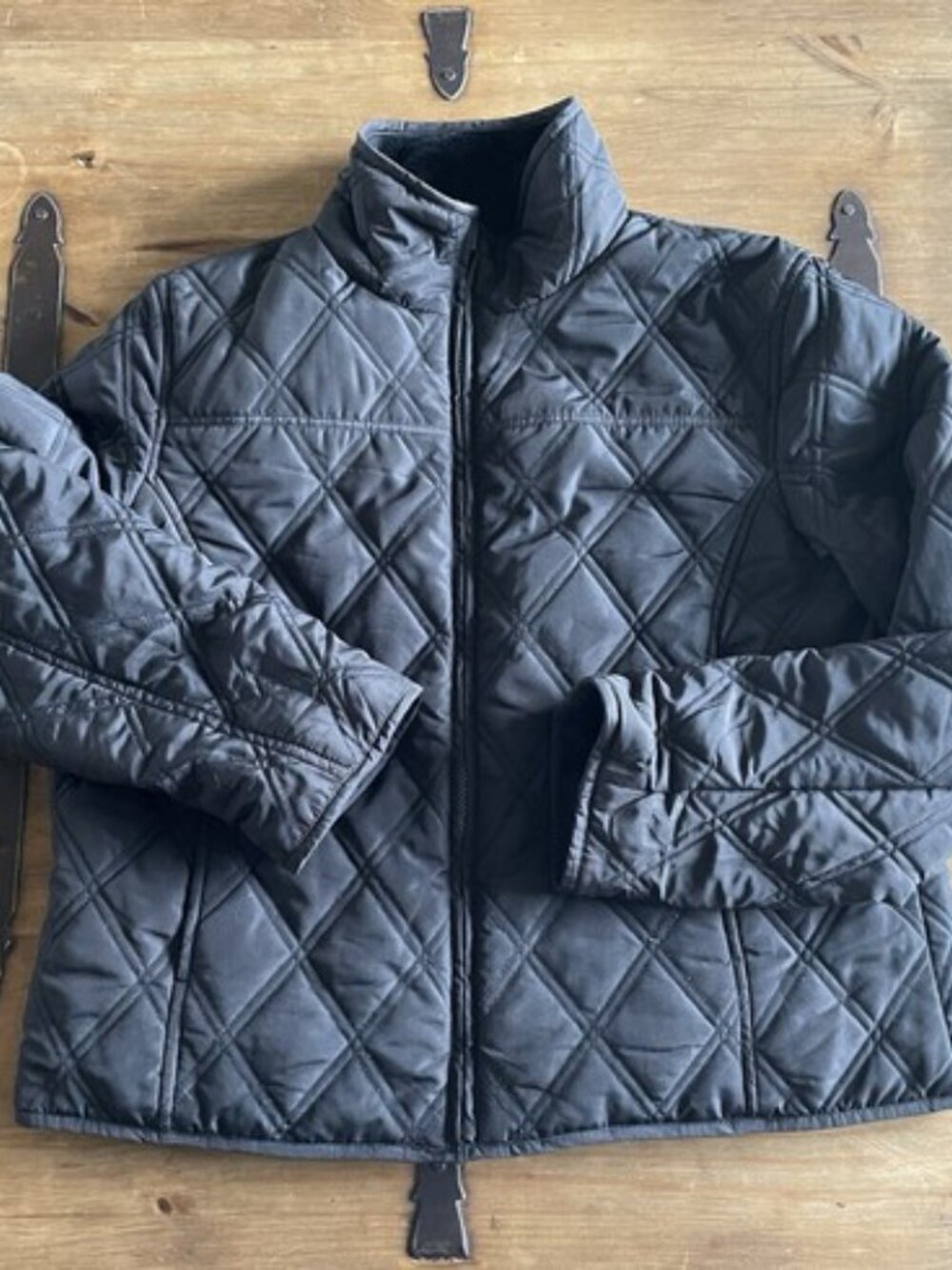 Women's Quilted Reversible Furry Jacket Black Size L